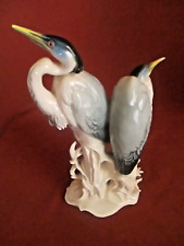 1900's Pair of Porcelain Herons Karl Ens Germany Marked Height 13.5