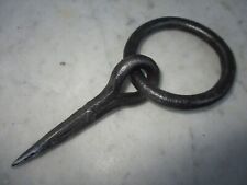 Vintage Antique Wrought Iron Tethering Ring on Pin Game Hook Blacksmith Hardware picture