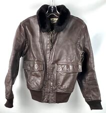 1970s USN US Navy Genuine G-1 Brown Leather Bomber Pilot Flight Jacket Size 40 picture