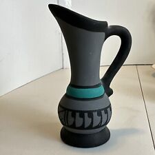 KOPA Vintage Hand painted Pottery Pitcher Black Teal Arizona 5.25”Tall Southwest picture