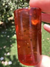 Antique Burmese Amber Tribal Cylindrical Earplug With Bug Inclusion picture