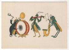 1963 Fairy Tale FLY Tsokotukha in Dressed Musician locust RUSSIAN POSTCARD Old picture