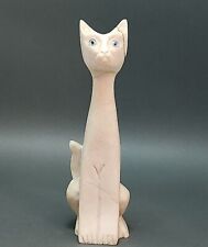 Vtg Italian Carved Alabaster Long Neck Cat Sculpture Mid Century Siamese 10