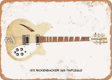 Guitar Art - 1972 Rickenbacker 365 Pencil Drawing - Rusty Look Metal Sign picture