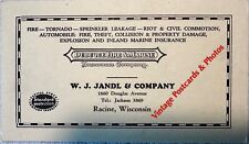 Racine Wisconsin W.J.Jandl & Company Dubuque Fire & Marine Vintage Blotter picture