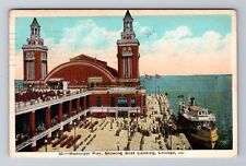 Chicago IL-Illinois, Aerial Municipal Pier, Antique, Vintage c1924 Postcard picture