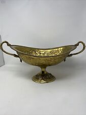 Vintage Mid Century Huge Ornate Brass Bowl With Handles Fruit Design picture