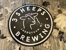 3 SHEEPS BREWING BEER SIGN - SHEBOYGAN, WI 17.5” ADVERTISING SIGN MAN CAVE BAR picture