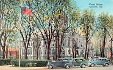 Elkhart County Courthouse Goshen IN Indiana Patriotic US Flag Vtg Postcard V9 picture