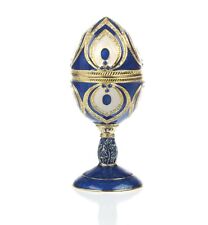 Blue Faberge Egg Trinket Box & music Handmade by Keren Kopal Crystals picture