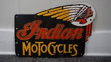 VINTAGE INDIAN MOTORCYCLES PORCELAIN SIGN RARE GAS OIL SERVICE STATION PUMP AD picture
