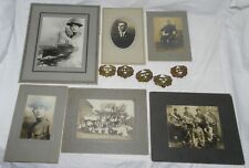 Lot of 6 Cabinet Cards - some Military related + 6 Band Regiment Hat Badges picture