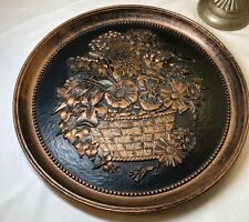 Vintage 1977 Coppercraft Guild Flower Basket Round Wall Plate/Plaque By Dart Ind picture