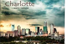 NEW Postcard 4x6 stormy Charlotte North Carolina skyline downtown Postcrossing picture
