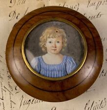 Antique HP French Portrait Miniature, Blond Child, Table Snuff Box, c.1820-40 picture