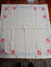 Vintage Embroidered Tablecloth Roses picture