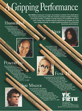 VINTAGE 1990s VIC FIRTH DRUMSTICK ADVERTISING SHEET VINNY APPICE KENNY ARONOFF picture