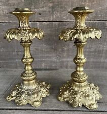 Vintage L&L WMC Candle Holder Gold Hollywood Regency Rococo Baroque Grapes-10.5