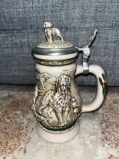 Vintage 1991 Avon Ceramic Great Dogs Of The Outdoors Pewter Lidded Beer Stein picture