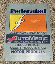 Vintage Federated Motor Parts Sign Embossed RARE 1990 SHIPS FREE IN USA picture