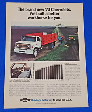 1973 CHEVY WORK / FARM TRUCK ORIGINAL PRINT AD CLASSIC CHEVROLET QUALITY VEHICLE picture
