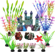 16 piezas de decoración de acuario con castillo de coral, planta de estrella de picture