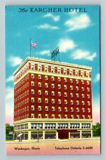 Waukegan IL-Illinois, The Karcher Hotel Antique Vintage Souvenir Postcard picture