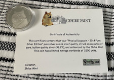 2014 Dogecoin Doge Silver Coin Round 1oz Shibe Mint Crypto COA #1058 picture