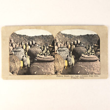 Pompeii Pottery Bowls Jugs Stereoview c1905 Disaster Ruins Italy Collection J51 picture