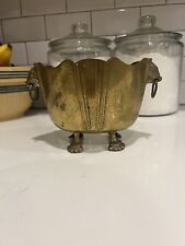 Vintage Brass Lion Head Small Planter picture