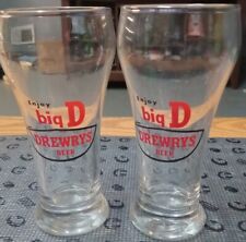2-VINTAGE DREWRYS BIG D BEER Sham GLASS DREWRY BREWING CO SOUTH BEND IN 5 3/8