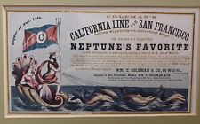 Ext Rare ca 1860 Clipper Ship Card for Neptunes Favorite Sailing from NY Framed picture