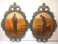 Angelus Jean-Francois Millet Convex Glass Pictures Brass Frames Praying Farmers picture