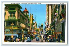 1936 Grant Avenue Chinatown Cars San Francisco California CA Vintage Postcard picture
