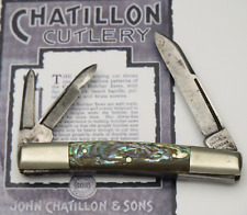 Antique JOHN CHATILLON & SONS NY Congress Whittler Knife - Abalone Handles picture