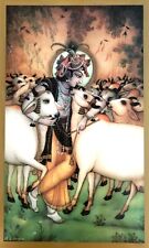 Krishna With Cows (2009) Painting Print on High Quality Cardstock 12X8 Print picture