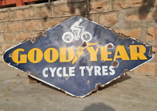 1920's Old Antique Vintage Rare Double Sided Goodyear Enamel Embossed Sign Board picture