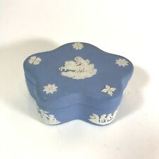 Blue Wedgwood Jasperware Trinket Box Lidded Neoclassical Greek Design Star Shape picture