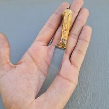 VTG Old Miniature Mughal Sikh wootz Gold damascened fruit cutter kard Knife picture