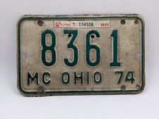 Vintage 1974 Ohio Motorcycle License Plate 8361 MC Americana picture