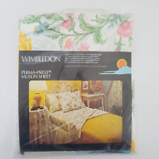Vintage Wimbledon Perma Prest Muslin Sheet Floral Twin Size Flat Sheet Sears New picture