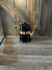 GIBSON & SONS England Late DAVENPORT SEVRES Black & Gold Coffee Pot 7 1/2” High picture