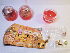 3 Pokemon Center Limited Miniature Cafe Menu, 2 Eevee, 1 Pikachu, Rare HTF Gacha picture