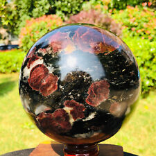 9.32LB Natural red garnet sphere fireworks quartz crystal polished ball decor picture