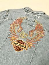 Vintage 90s Official Harley-Davidson Denim Firebird Overshirt/Jacket - Size: 1W picture