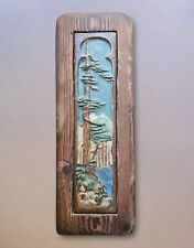 Ultra Rare Vintage Antique CALCO Tile Forest Tree River Mountain Scene 16x3.75 picture