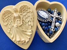 Lapis Jade, Pearl, Crystal Our Lady GUADALUPE Rosary with Rosary Angel Box 8mm picture