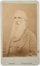 ANTIQUE CDV C. 1870s PERKINS HANDSOME OLD BEARDED MAN IN SUIT WAUPACA WISCONSIN picture