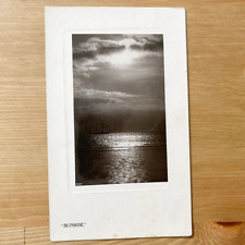 Vintage 1910s/ 1920s Ocean Sunrise Postcard RPPC Black and White Bromide Paper picture