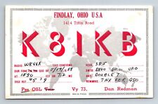 Vintage Ham Radio Amateur QSL QSO Postcard K8IKB Findlay Ohio 1958 picture